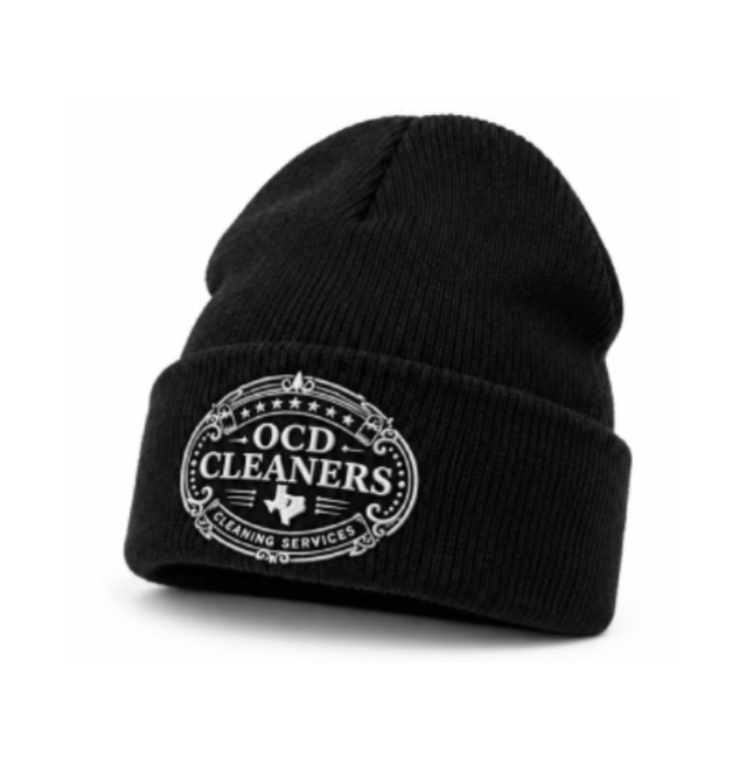 Black Embroidered OCD Beanie